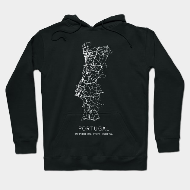 Portugal Road Map Hoodie by ClarkStreetPress